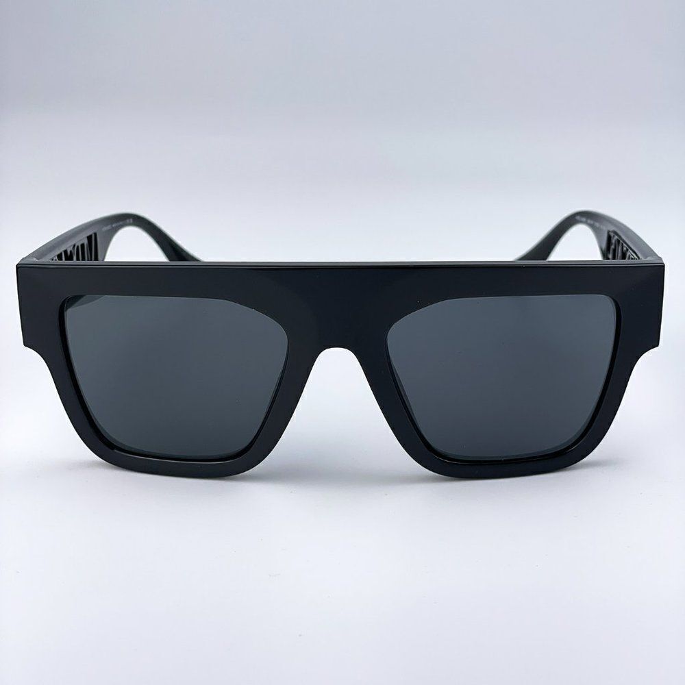 NEW Versace VE4430U GB1/87 Black Dark Grey Frame Logo Square Men Sunglasses